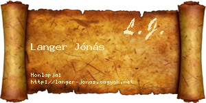 Langer Jónás névjegykártya